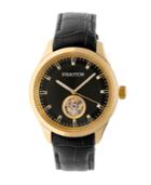 Heritor Automatic Crew Gold & Black Leather Watches 46mm