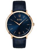 Boss Hugo Boss Men's Essential Ultra Slim Blue Leather Strap Watch 40mm