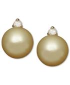 Golden South Sea Pearl (8mm) And Diamond (1 Ct. T.w.) Stud Earrings In 14k Gold
