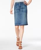 Style & Co Petite Release-hem Denim Pencil Skirt, Only At Macy's
