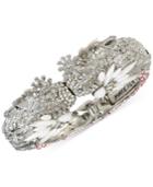 Betsey Johnson Silver-tone Crystal Hinged Bangle Bracelet