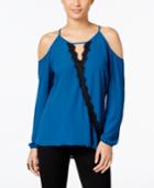 Thalia Sodi Lace-trim Cold-shoulder Top, Created For Macy's