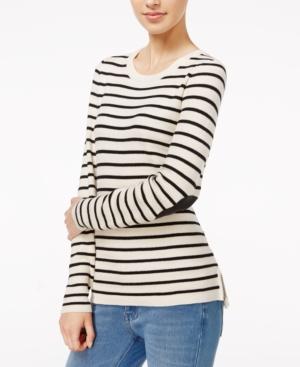 Maison Jules Striped Elbow-patch Sweater, Only At Macy's