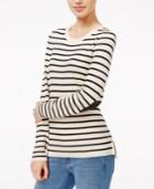 Maison Jules Striped Elbow-patch Sweater, Only At Macy's