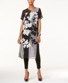Vince Camuto Floral Colorblocked Tunic