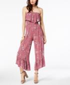 American Rag Juniors' Floral-print Ruffled Jumpsuit, Created For Macy's
