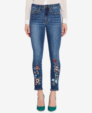 Buffalo David Bitton Faith Embroidered Studded Skinny Jeans