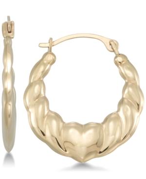 Swirl Heart Hoop Earrings In 10k Gold