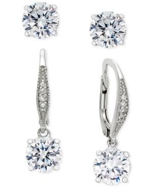 Giani Bernini Cubic Zirconia Drop And Stud Earring Set In Sterling Silver