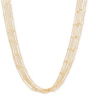 Multi-chain Square Beaded Statement Necklace In 18k Gold