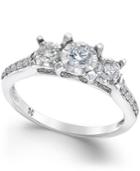 Diamond 3-stone Engagement Ring (1/2 Ct. T.w.) In 14k White Gold