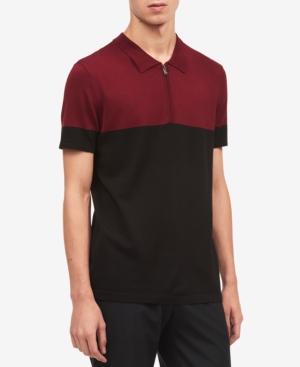 Calvin Klein Men's Soft Touch Colorblock Zip Polo
