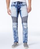 Reason Men's Slim-fit Bleached Moto Jeans
