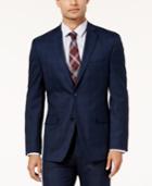 Alfani Men's Traveler Slim-fit Navy Checkered Suit Jacket, Created For Macy's