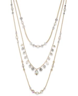 Inc International Concepts Gold-tone White Stone Triple Strand Necklace, Only At Macy's