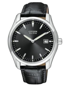 Citizen Men's Eco-drive Black Croc Embossed Leather Strap Watch 40mm Au1040-08e