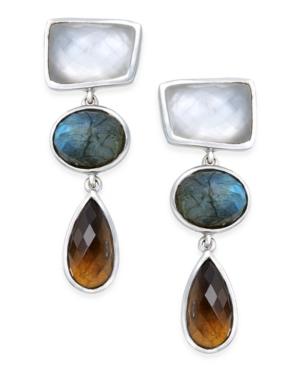 Paul & Pitu Naturally Silver-tone Semi-precious Stone Drop Earrings