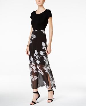 Vince Camuto Printed Chiffon-contrast Maxi Dress