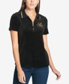 Tommy Hilfiger Velvet Embroidered Logo Polo Top, Created For Macy's