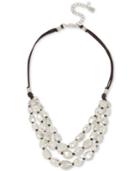 Robert Lee Morris Soho Silver-tone Bead & Wax Cord Multi-row Statement Necklace, 18 + 3 Extender