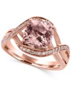 Blush By Effy Morganite (1-5/8 Ct. T.w.) And Diamond (1/6 Ct. T.w.) Swirl Ring In 14k Rose Gold