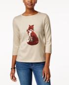 Karen Scott Fox Graphic Sweater, Only At Macy's