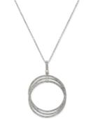 Inc International Concepts Silver-tone Pave Triple Circle Pendant Necklace, Created For Macy's