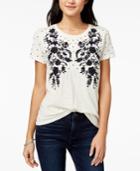 Lucky Brand Embroidered Sequin-embellished T-shirt
