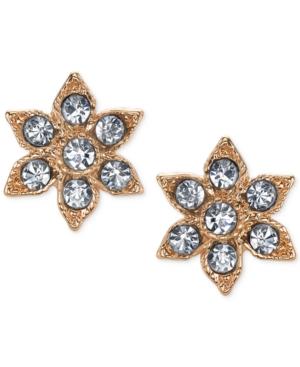 2028 Gold-tone Crystal Flower Stud Earrings