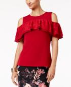 Thalia Sodi Cold-shoulder Flounce Top, Only At Macy's
