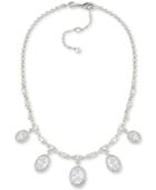 Carolee Silver-tone Cubic Zirconia Frontal Necklace