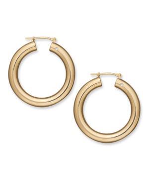 Signature Gold 14k Gold Earrings, Diamond Accent Round Hoop Earrings