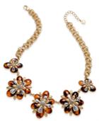Charter Club Gold-tone Tortoise-look & Crystal Floral Statement Necklace, Only At Macy's