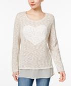 Style & Co. Lace-heart Sheer-hem Top, Only At Macy's