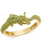 Kate Spade New York Gold-tone Green Pave Alligator Hinged Bangle Bracelet
