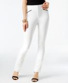 Inc International Concepts Faux-leather-trim Curvy-fit Pants, Created For Macy's