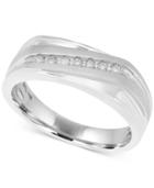Men's Diamond Diagonal Ring (1/10 Ct. T.w.) In 10k White Gold