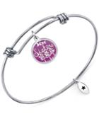 Unwritten Sisters Adjustable Message Bangle Bracelet In Stainless Steel