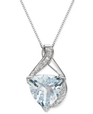 Aquamarine (2-9/10 Ct. T.w.) & Diamond Accent 18 Pendant Necklace In 14k White Gold