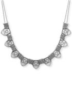 Lucky Brand Silver-tone Mesh And Stone Collar Necklace