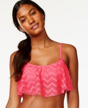 Hula Honey Chevron Mesh Overlay Bikini Top Women's Swimsuit