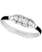 Lucky Brand Silver-tone Crystal & Black Velvet Bangle Bracelet