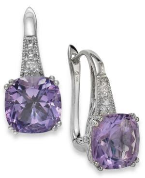 Amethyst (5-3/4 Ct. T.w.) And Diamond Accent Leverback Earrings In 14k White Gold