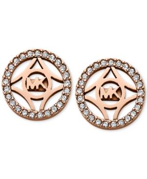Michael Kors Rose Gold-tone Clear Open Stud Earrings