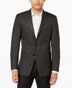 Calvin Klein Men's Slim-fit Charcoal/black Neat Textured Sport Coat