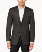 Calvin Klein Men's Slim-fit Charcoal/black Neat Textured Sport Coat