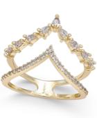 Inc International Concepts Gold-tone Crystal And Pave Double V Ring, Only At Macy's