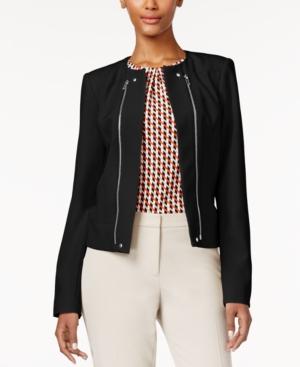 Calvin Klein Petite Open-front Zip-detail Jacket