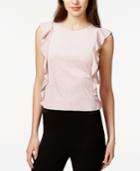 Bar Iii Ruffled Faux-suede Blouse, Only At Macy's