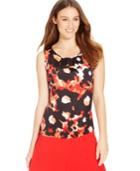 Nine West Printed Pleat-neck Top